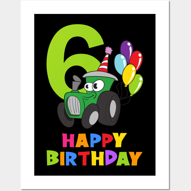 6th Birthday Party 6 Year Old Six Years Wall Art by KidsBirthdayPartyShirts